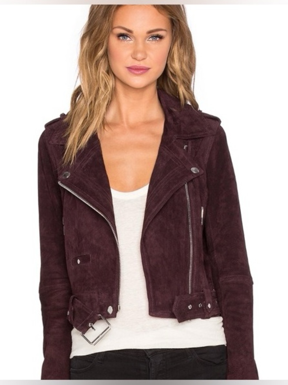 Black NYC suede moto jacket